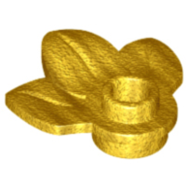 Plant Plaat, Rond 1x1 met 3 bladeren Pearl Gold